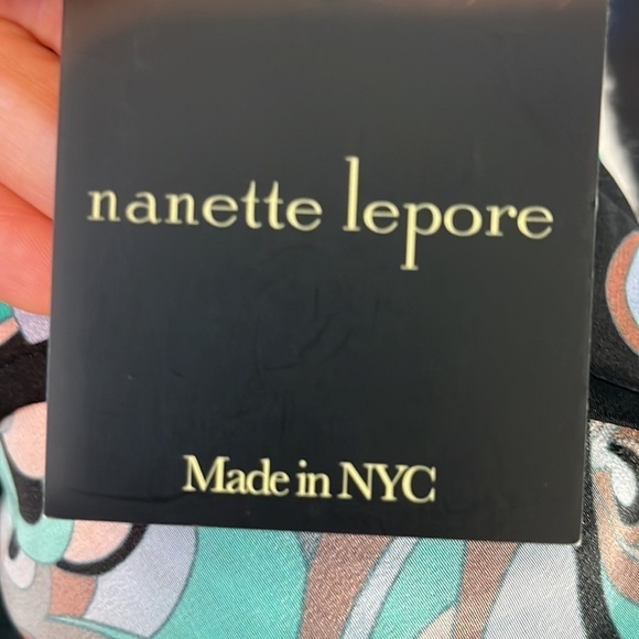 Nanette Lepore Silk Wrap Top Blouse NWT V-neck 3/4 Bell Sleeves Peplum Size 10 - Picture 10 of 13